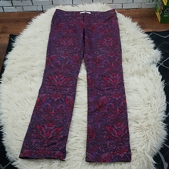 Isaac Mizrahi Jeans Cool Purple & Red Pattern sz 8 - Picture 1 of 3